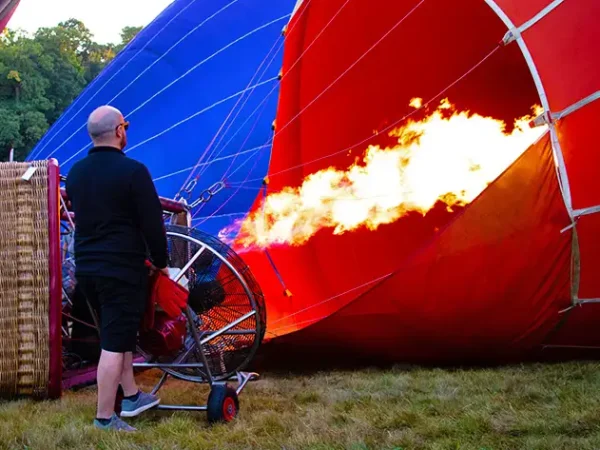 A hot air balloon being inflated