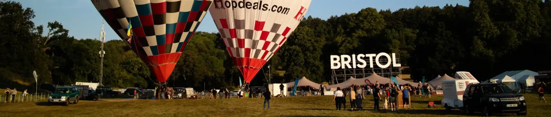 Two hot air balloons ready to take off during the Bristol balloon fiesta